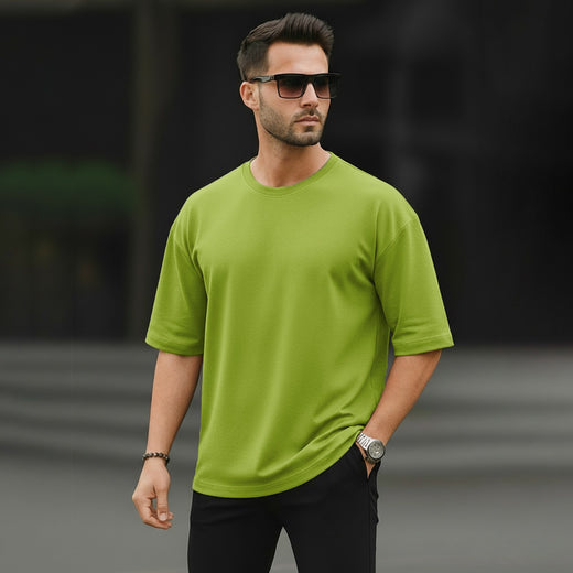 Solid Drop Shoulder T-Shirt Lime Solid
