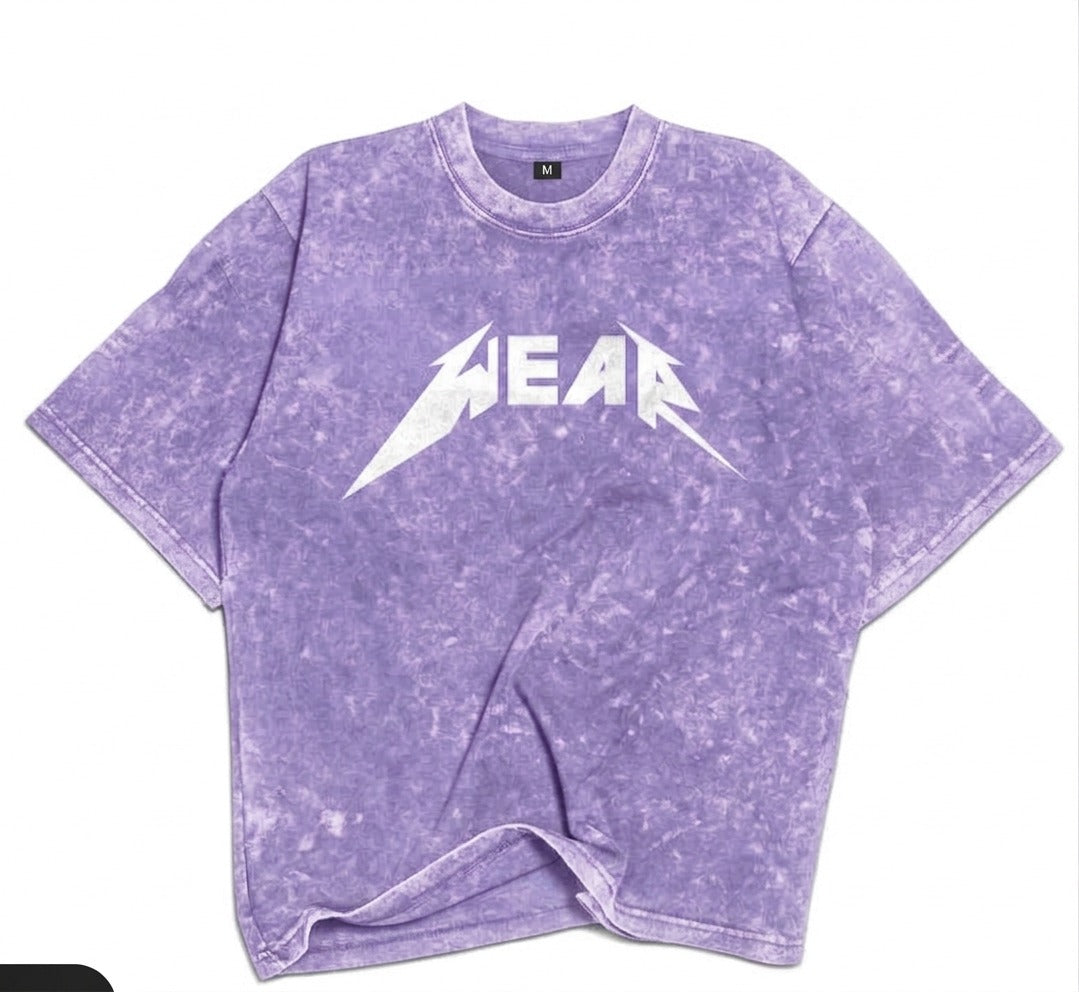 Premium Acid Wash Drop Shoulder T-Shirt Purple Wear Text product photo | OmegaBD