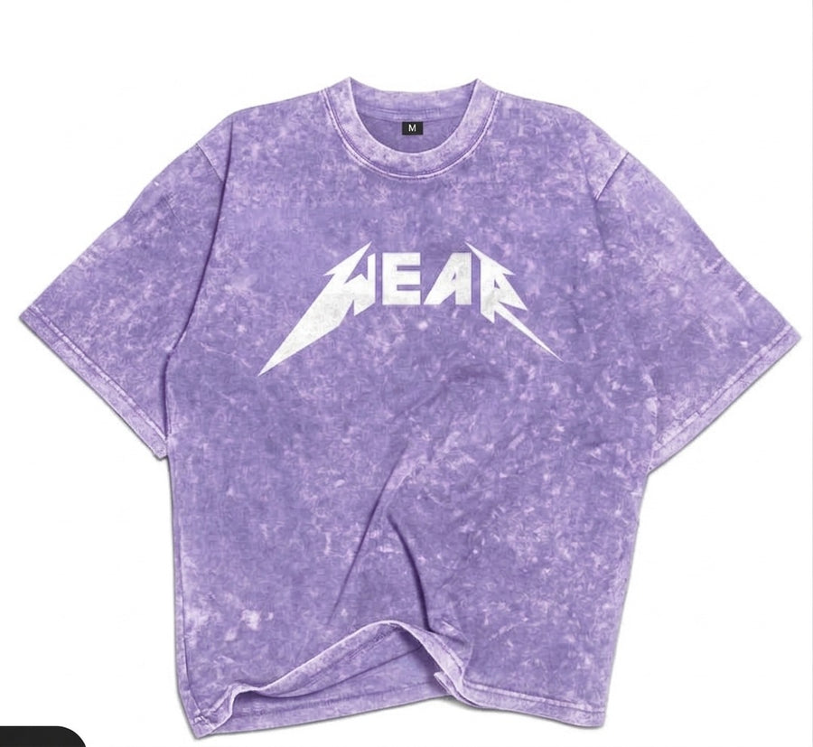 Premium Acid Wash Drop Shoulder T-Shirt Purple Wear Text product photo | OmegaBD