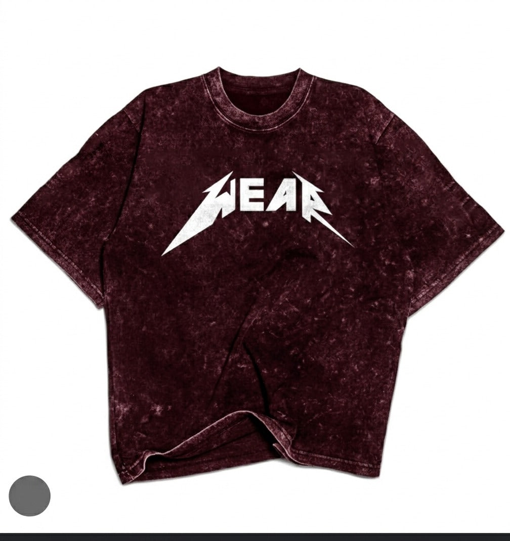 Premium Acid Wash Drop Shoulder T-Shirt Maroon Wear Text product photo | OmegaBD