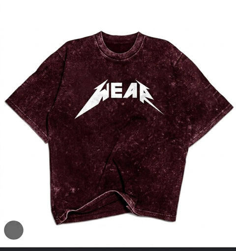 Premium Acid Wash Drop Shoulder T-Shirt Maroon Wear Text product photo | OmegaBD