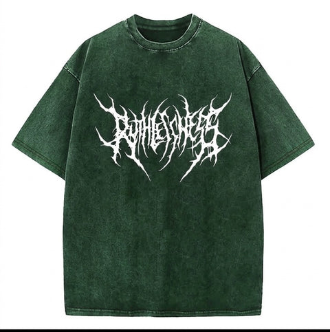 Premium Acid Wash Drop Shoulder T-Shirt Green White Thorn Text product photo | OmegaBD