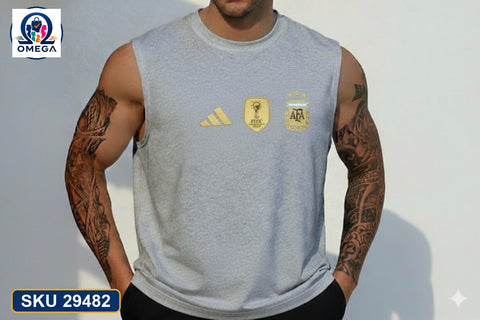 World Cup Mash Combo Tank Top Grey Argentina real product photo | OmegaBD