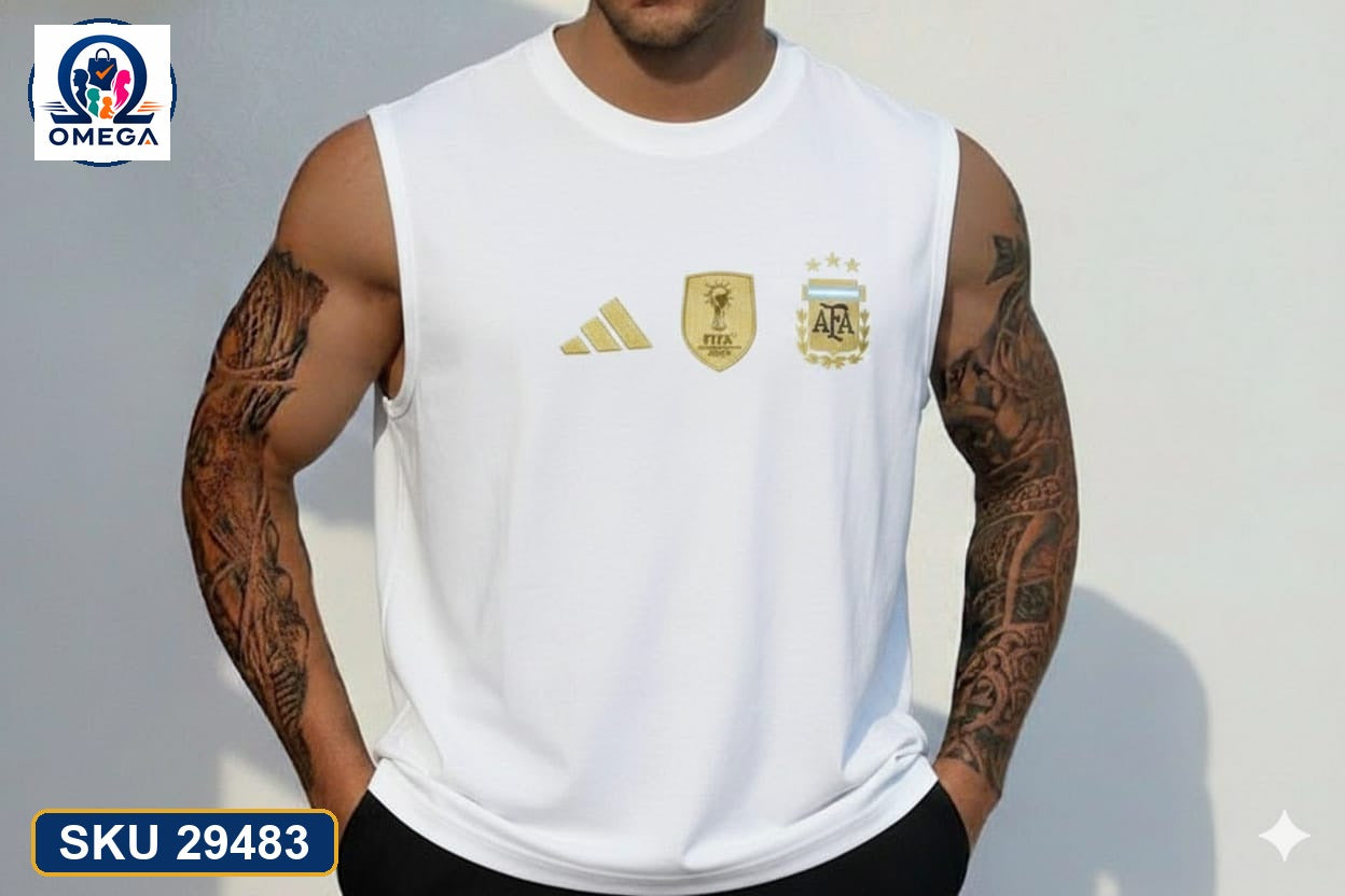 World Cup Mash Combo Tank Top White Argentina real product photo | OmegaBD