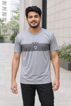 Bangladeshi model wearing grey stripe T-shirt - OmegaBD