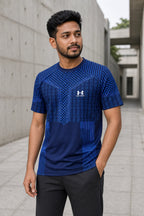 Bangladeshi model wearing navy blue T-shirt - OmegaBD