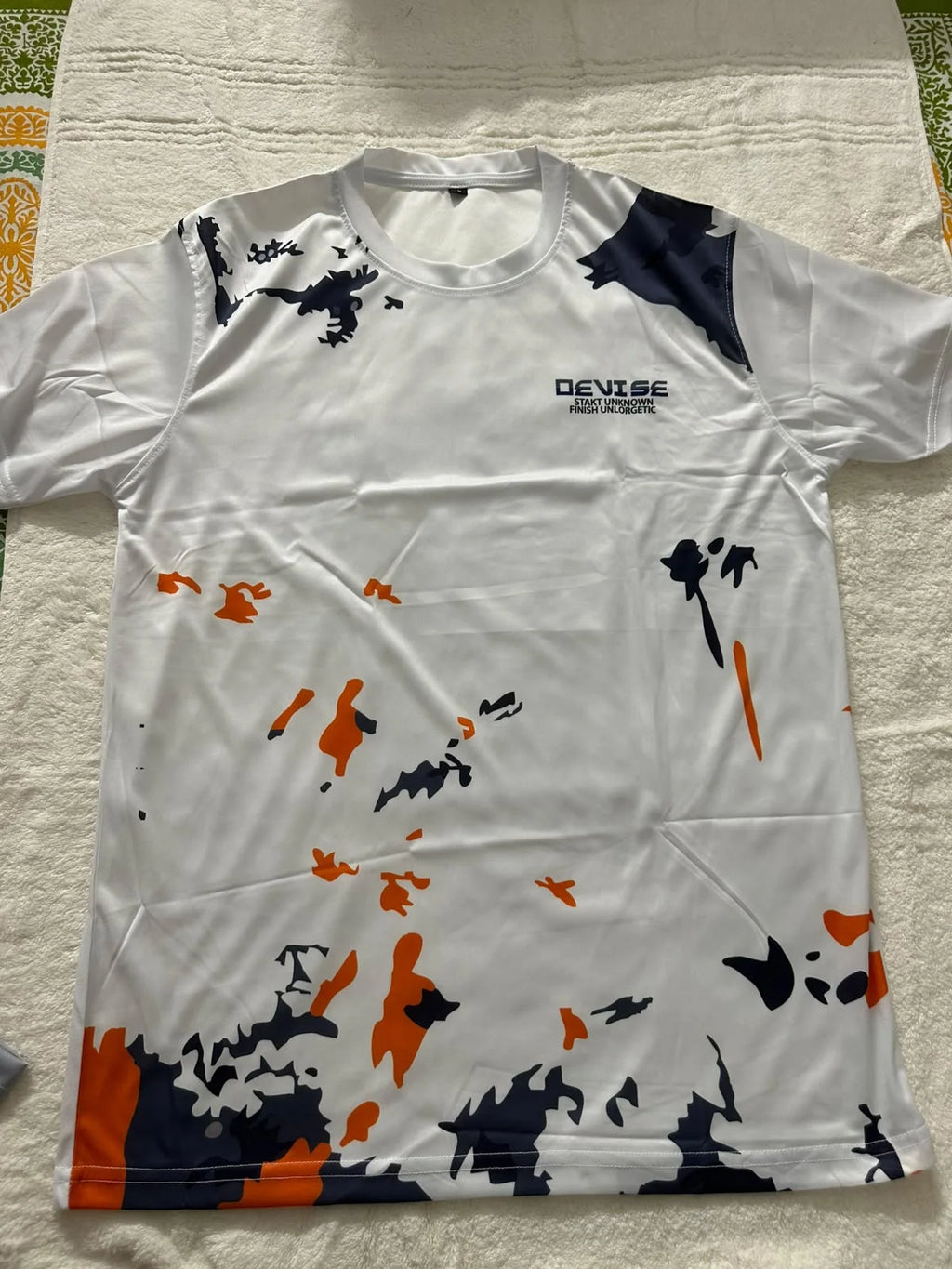 White navy and orange print T-shirt from 5 Pieces Combo - OmegaBD