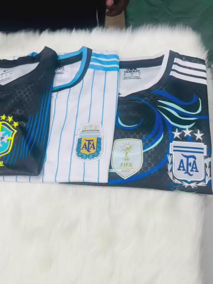 World Cup Embroidery Jersey Argentina Sky Blue White raw product footage video